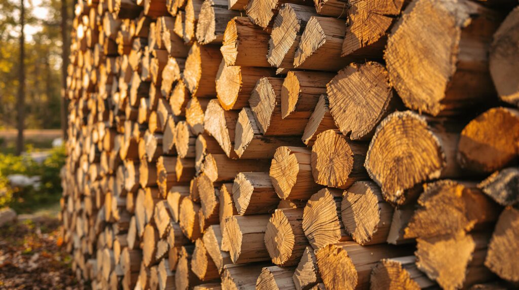 Pile of stacked firewood.
