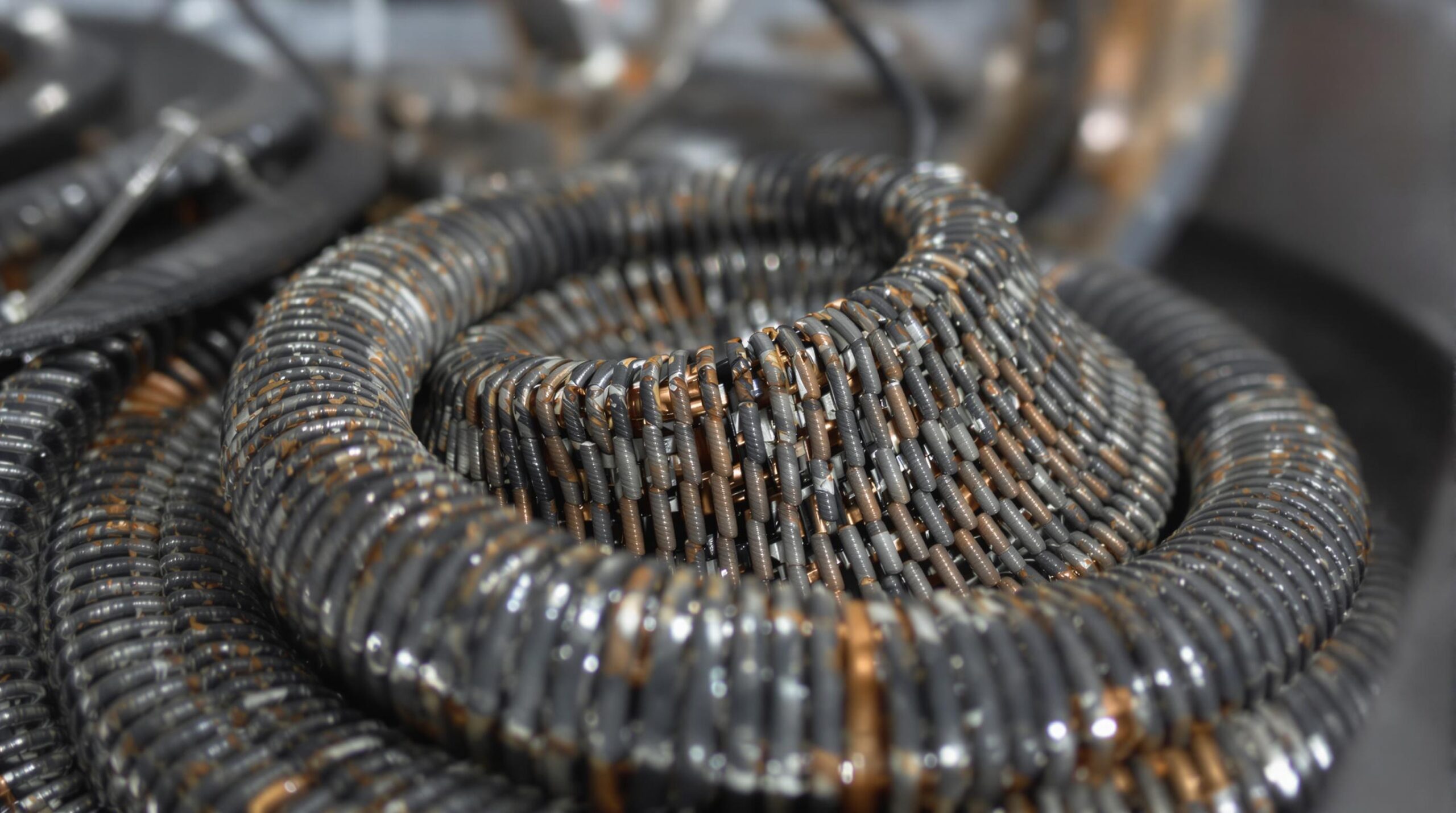 Gros plan d'un enroulement de fils métalliques