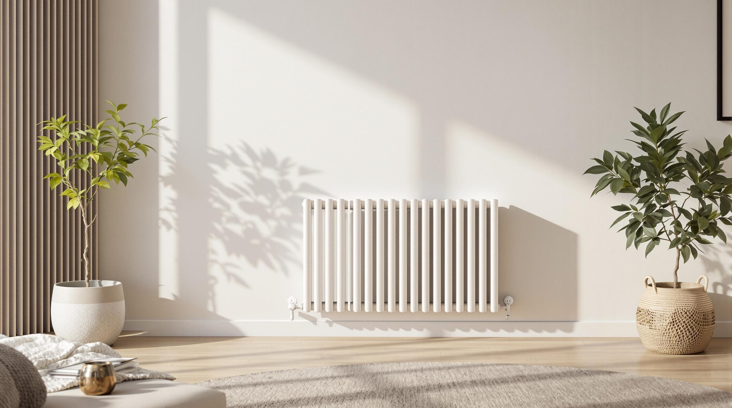 White radiator in a bright living room