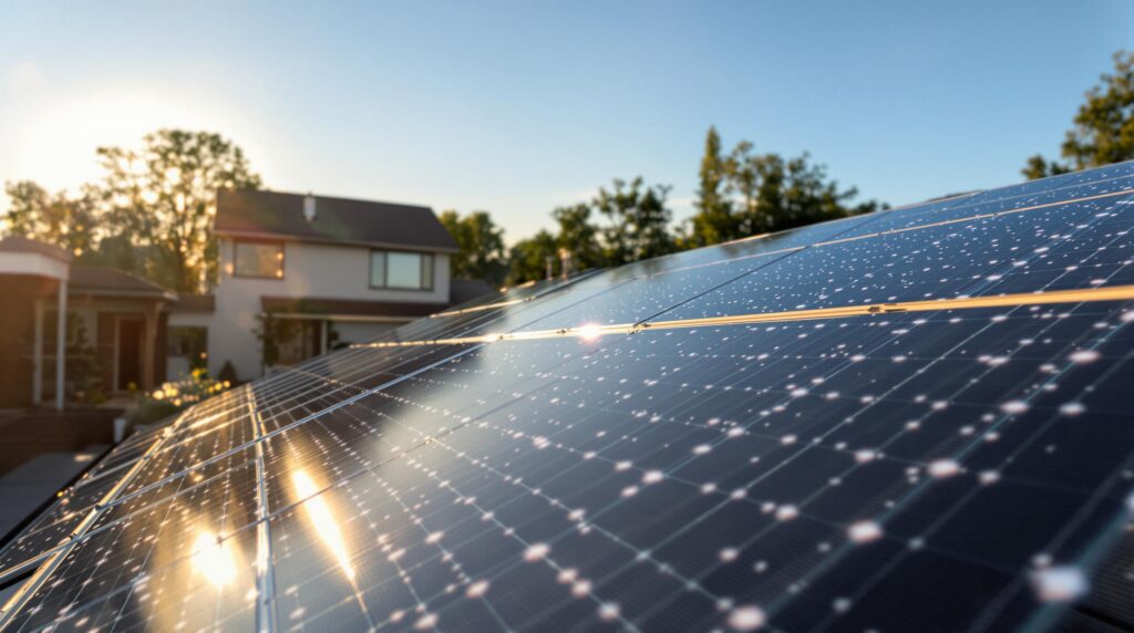Panneaux Enphase : révolution des micro-onduleurs 2 Solar panels on a rooftop