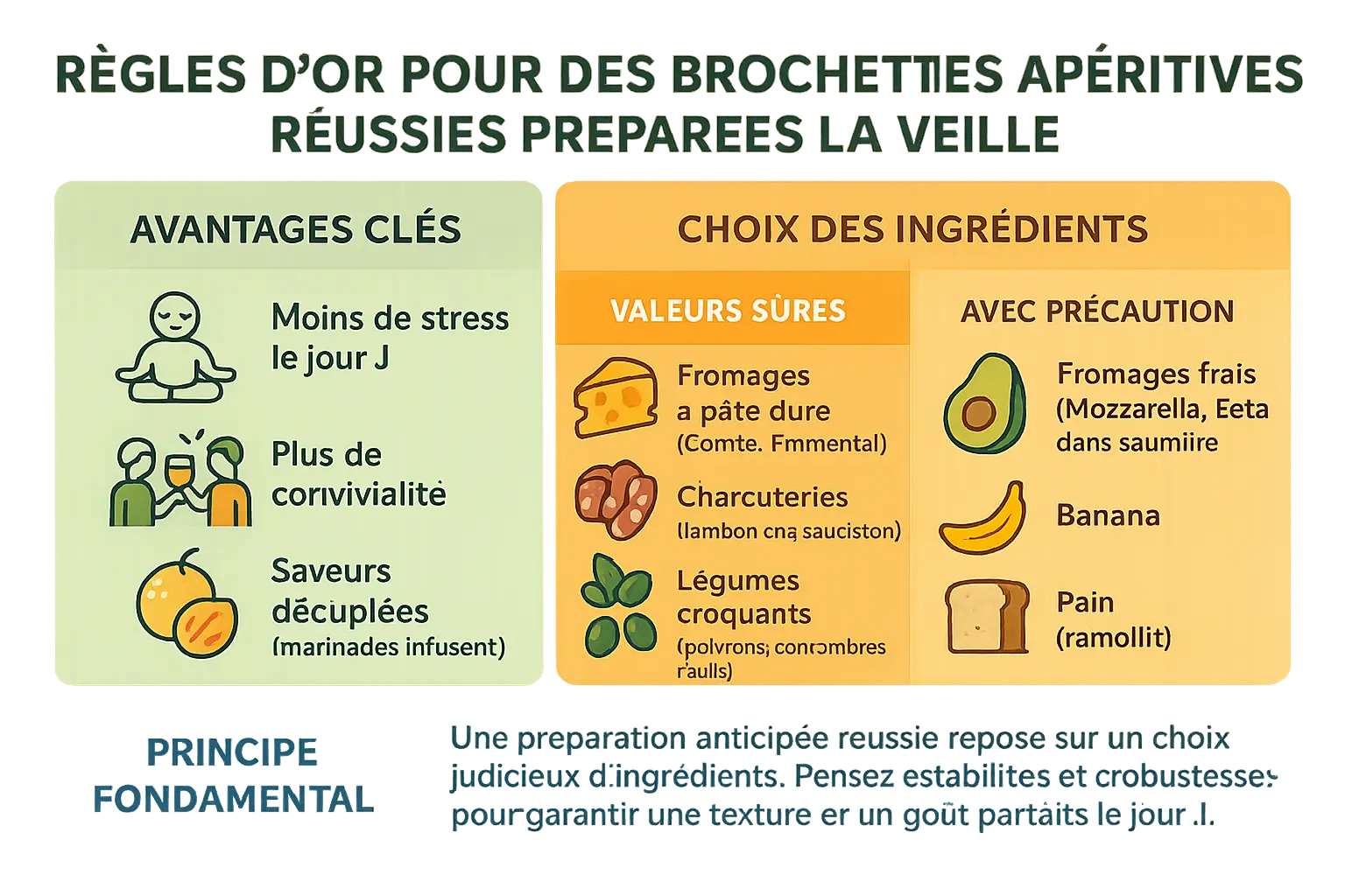 Brochettes apéritives colorées prêtes à être servies