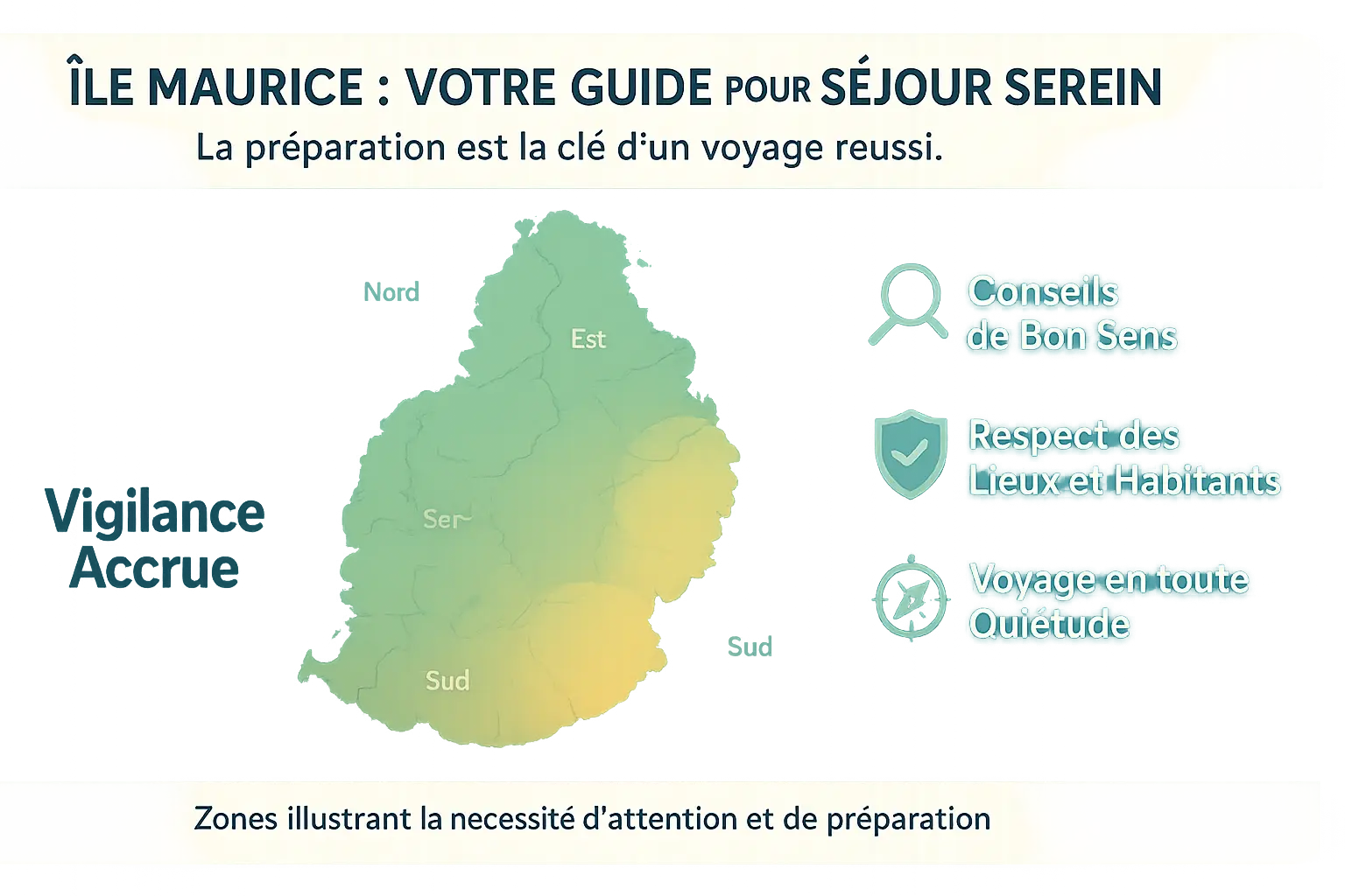 Carte de l'île Maurice avec zones à risque
