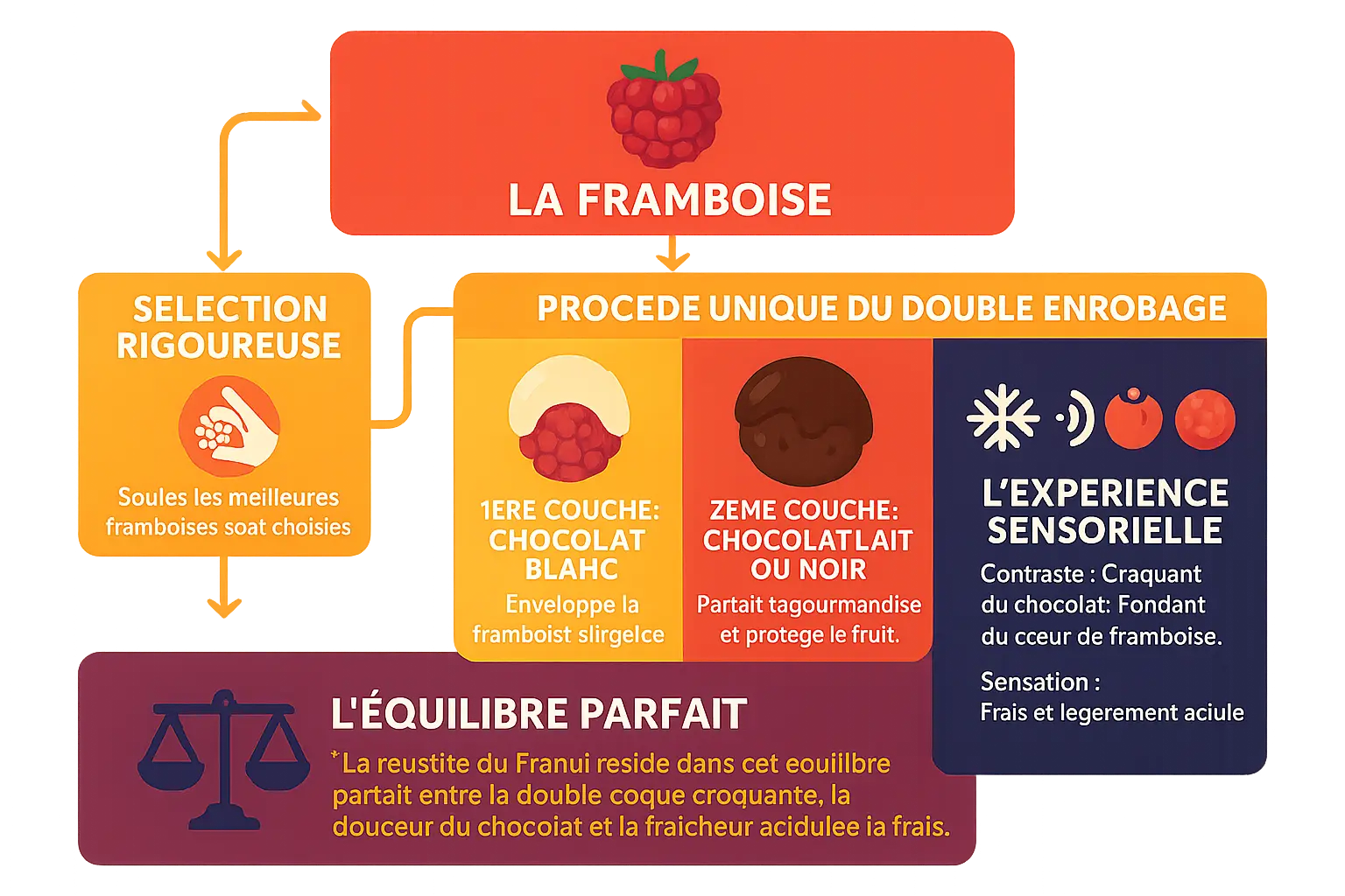 Franui, framboises de Patagonie enrobées de chocolat double couche