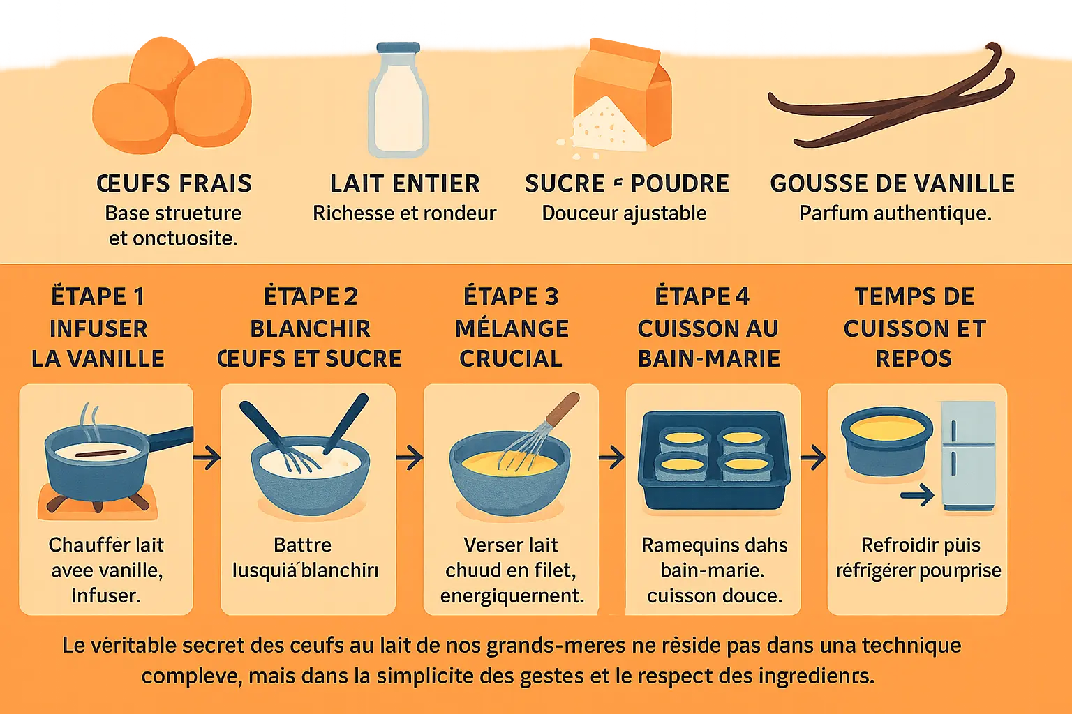 Oeufs au lait traditionnels dans un plat en terre cuite