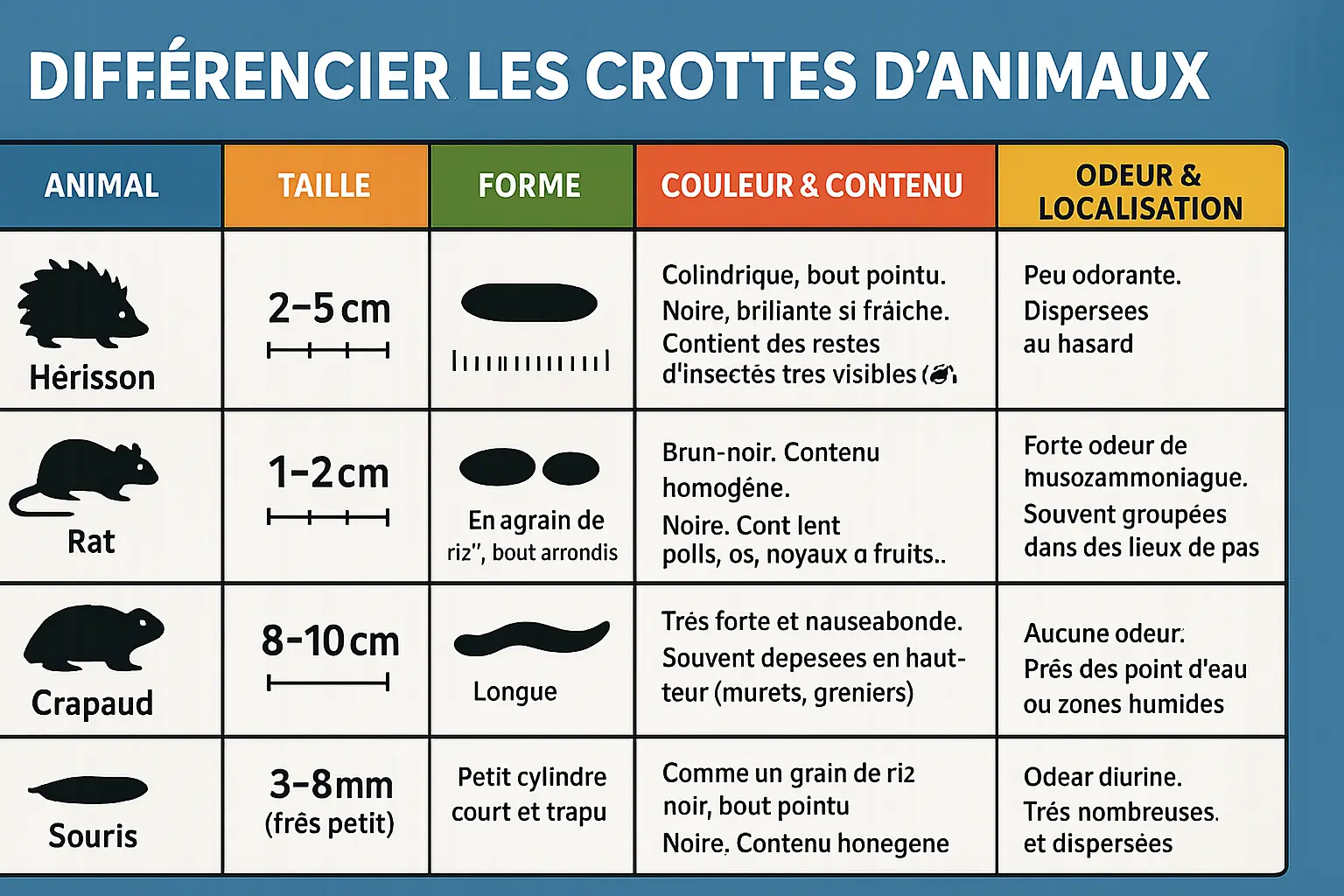 Crottes hérisson : identifier et protéger le jardin 6 Crottes de hérisson et autres animaux comparés