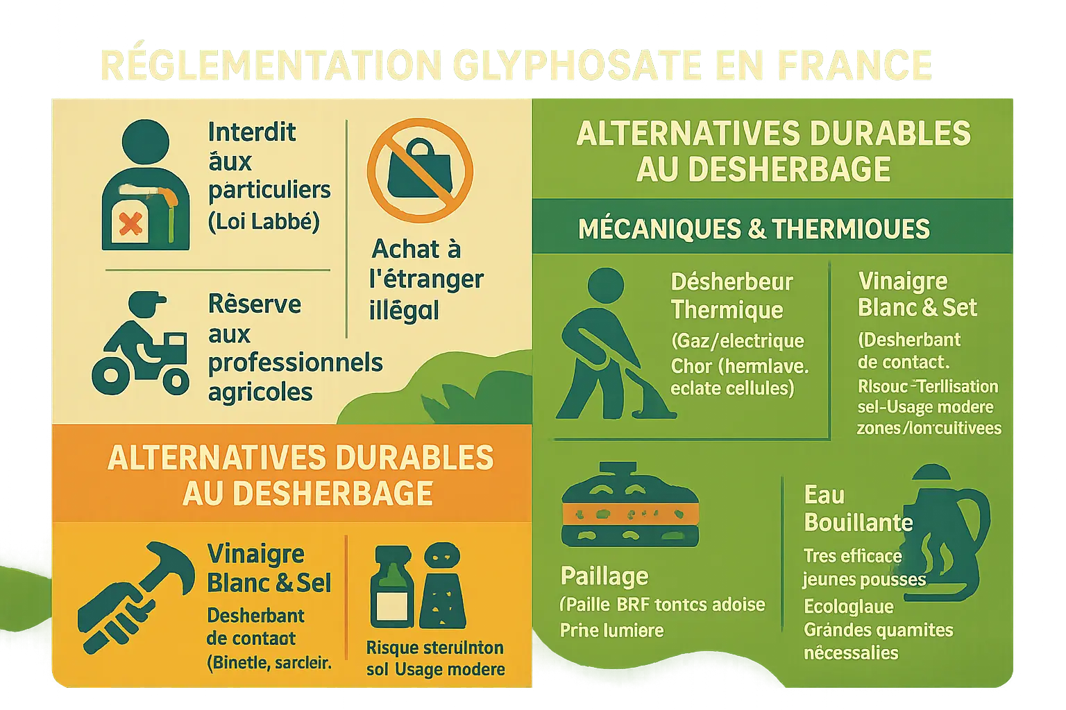Illustration des alternatives écologiques au glyphosate