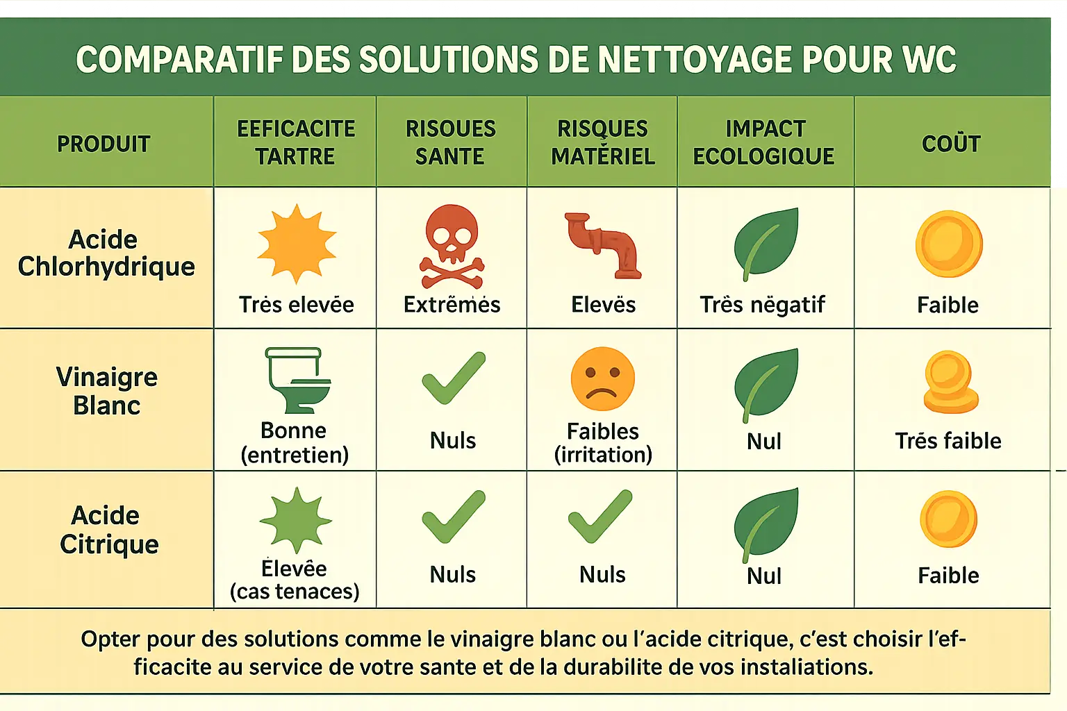 Acide chlorhydrique WC : risques et alternatives 6 Nettoyage des WC avec des produits naturels