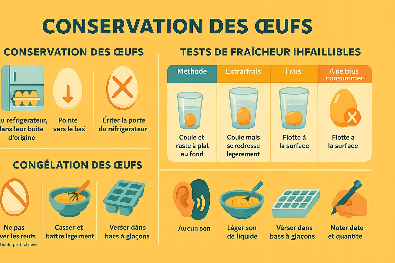 Recettes variées pour écouler vos œufs entiers 6 Illustration de conservation des œufs