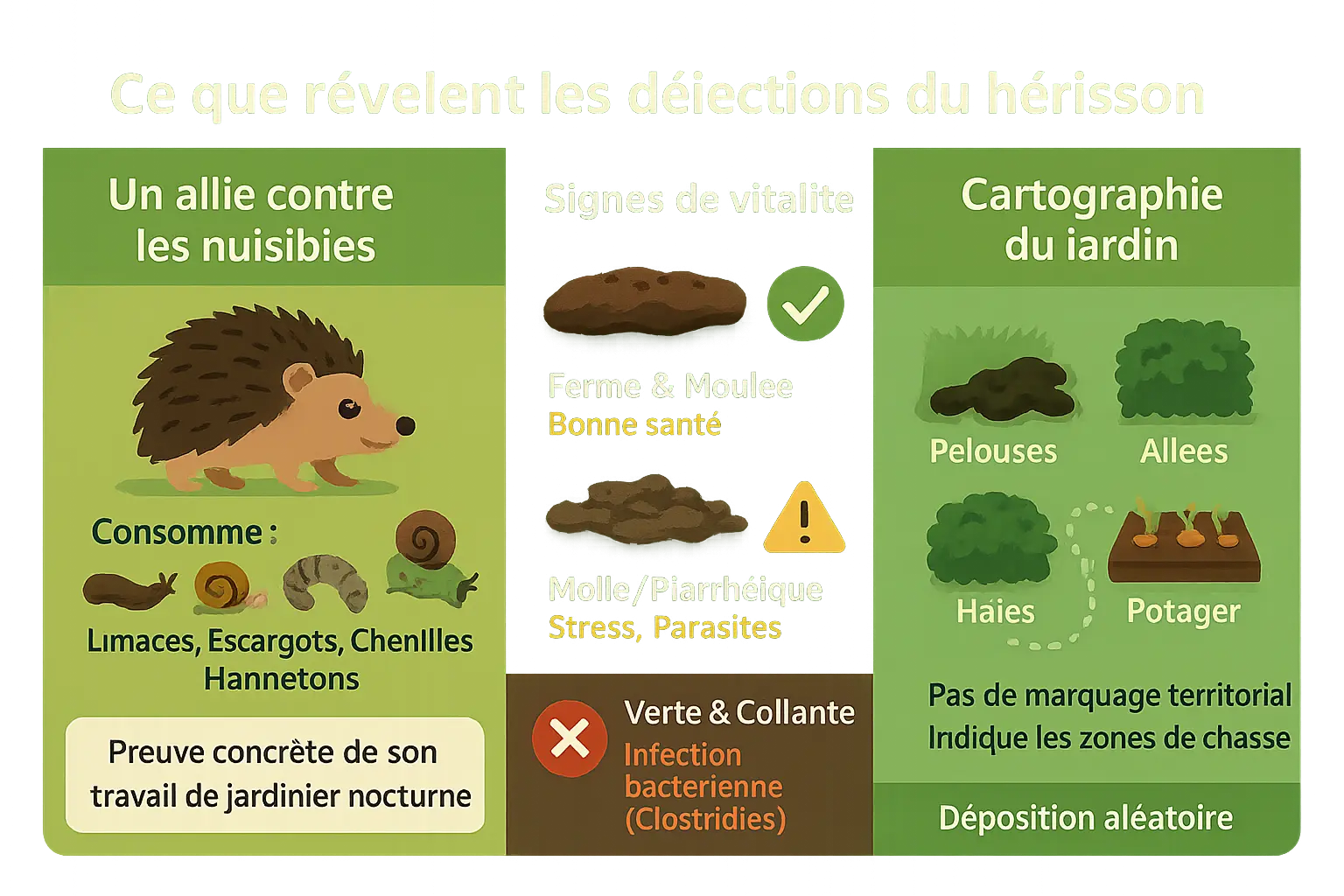 Crottes hérisson : identifier et protéger le jardin 5 Crotte de hérisson sur un fond naturel