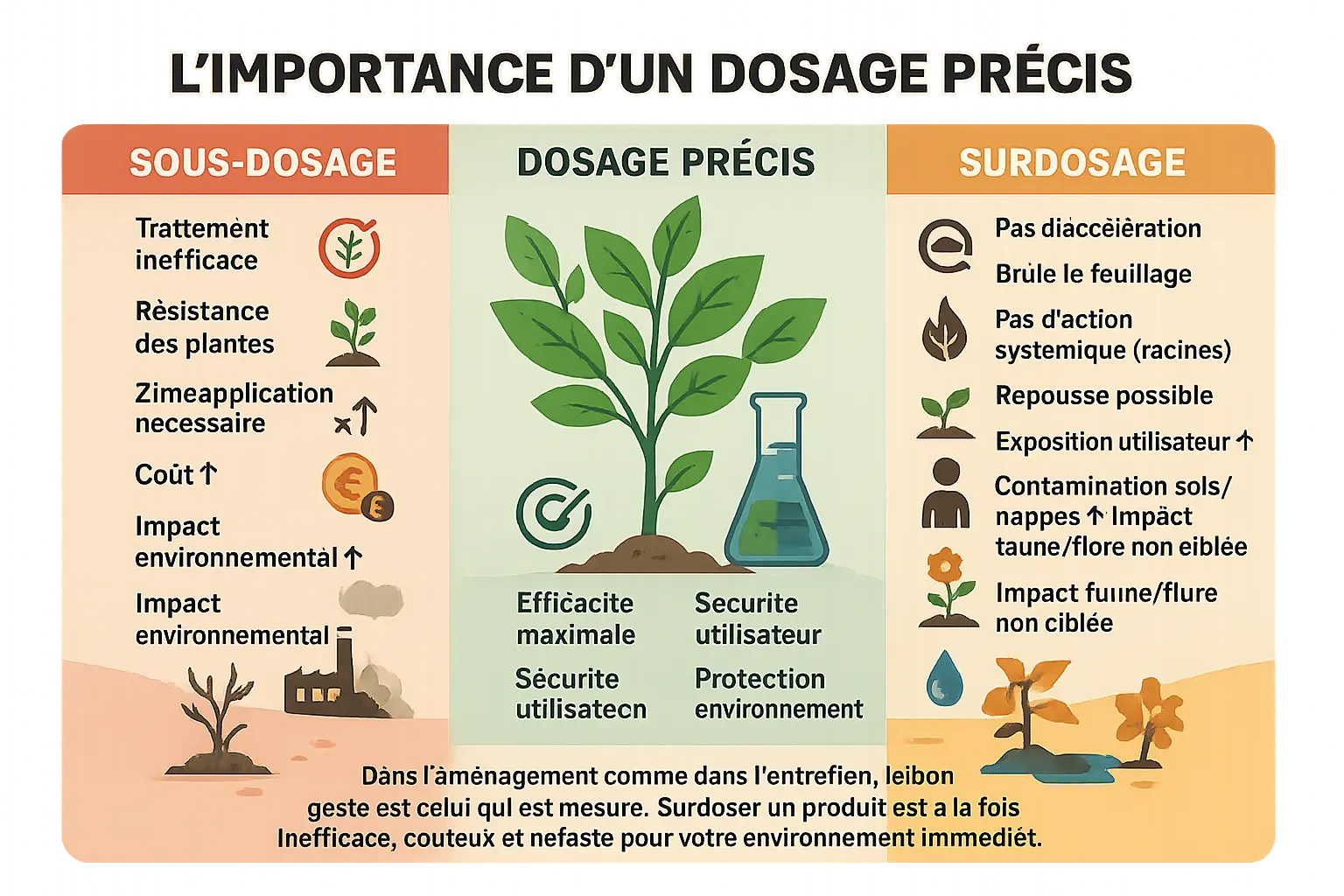 Schéma de pulvérisation précise d'herbicide sur une pelouse