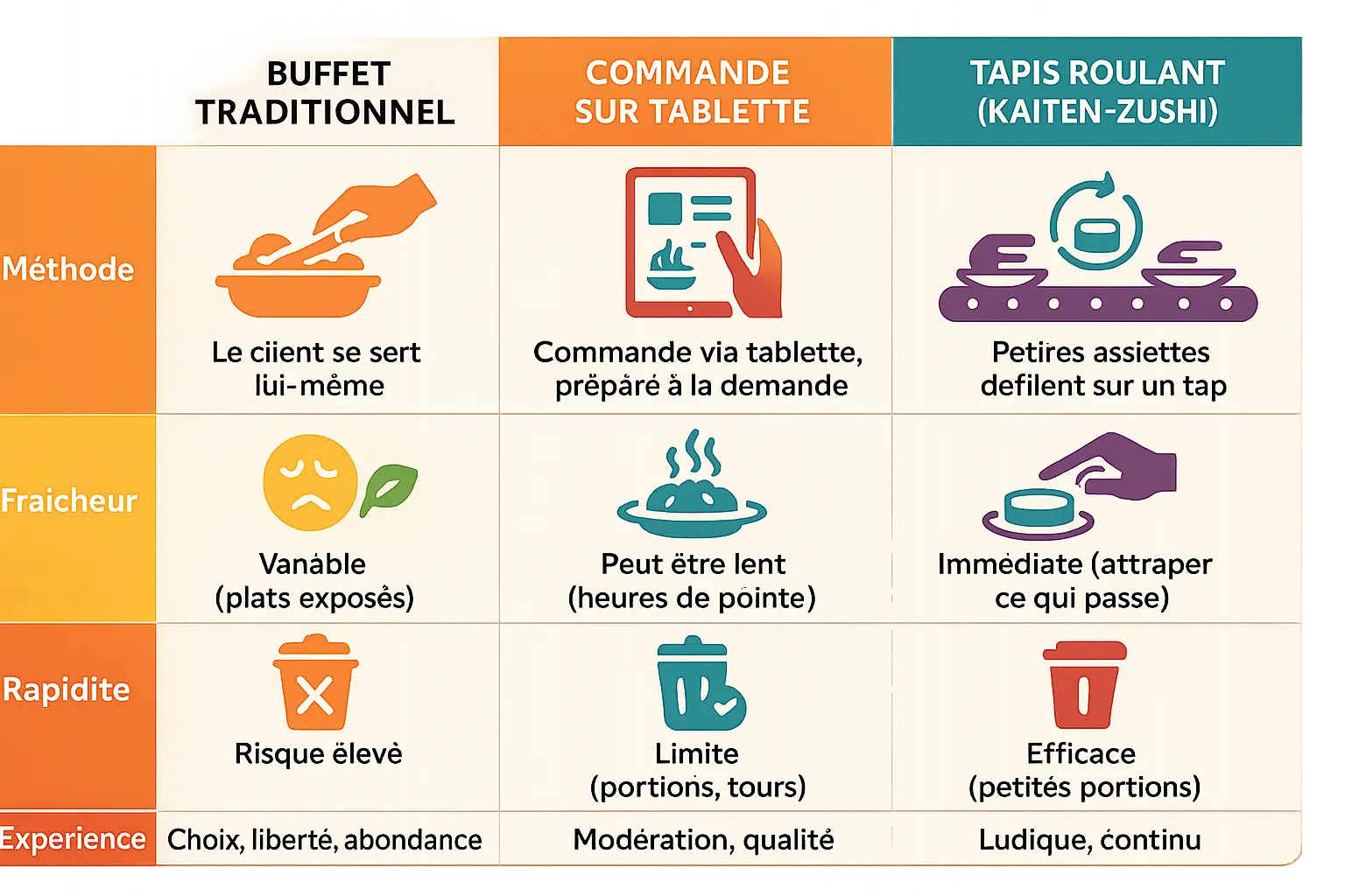 Illustration d'un buffet asiatique à volonté