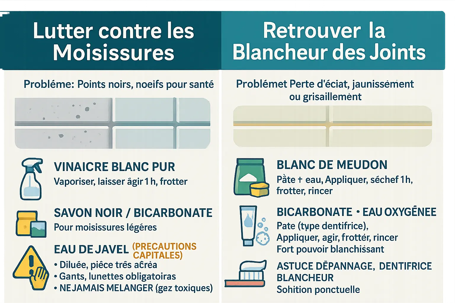 Nettoyage joint carrelage : comment nettoyer des joints encrassés 7 Nettoyage des joints de carrelage avec des produits naturels