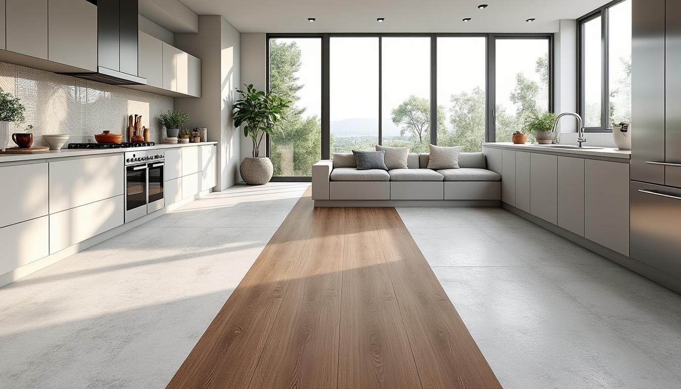 découvrez quel revêtement de sol choisir pour votre cuisine : carrelage, vinyle ou béton, et trouvez la solution idéale alliant style, durabilité et facilité d'entretien.