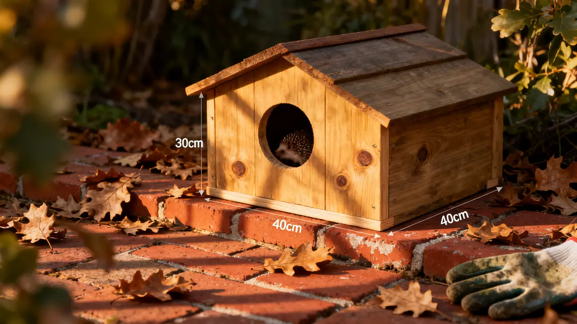 hérisson au jardin : checklist avant de se lancer en petit budget 3 abri herisson caisse bois recyclee feuilles seches