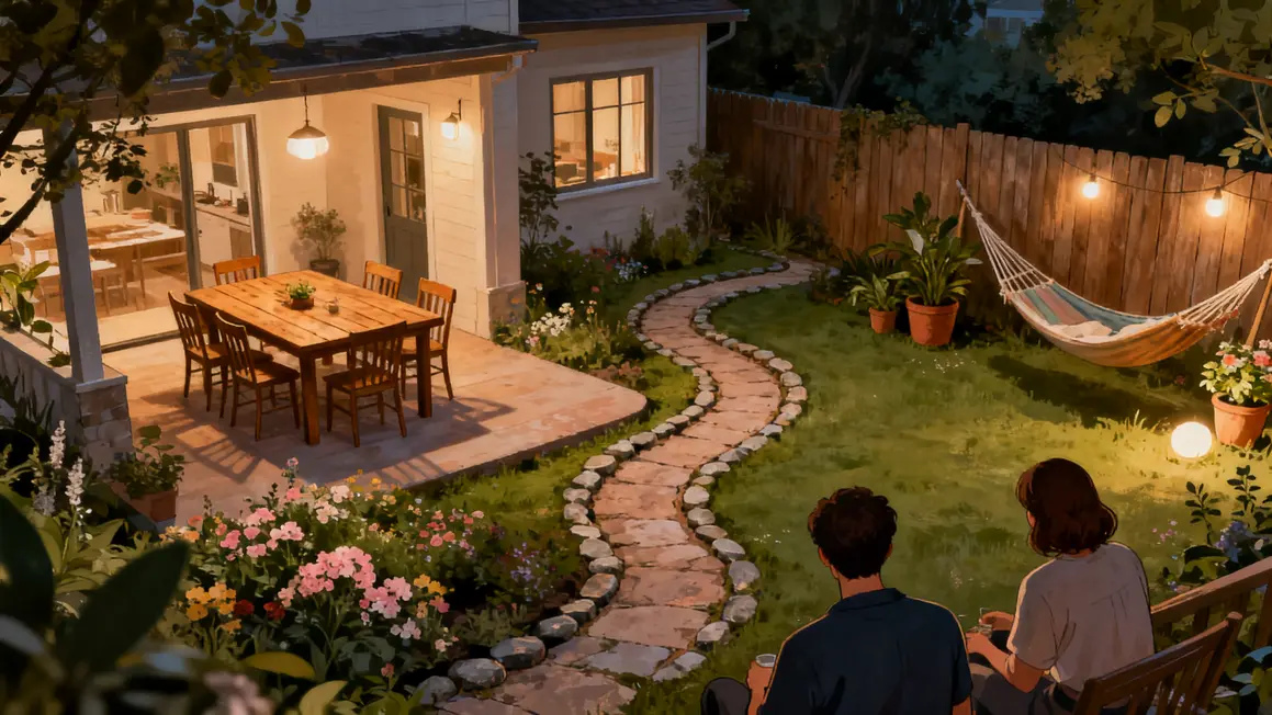 aménagement extérieur : comparatif des options possibles 2 amenagement exterieur illustration maison terrasse allees jardin