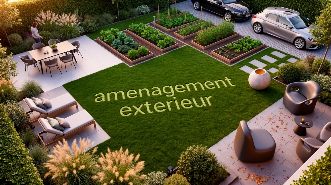 Bien choisir aménagement extérieur : méthode simple et fiable 14 Jardin structuré en zones repas détente potager