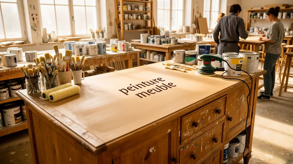 peinture meuble : checklist avant de se lancer 29 atelier peinture meuble bois pinceaux rouleaux photo