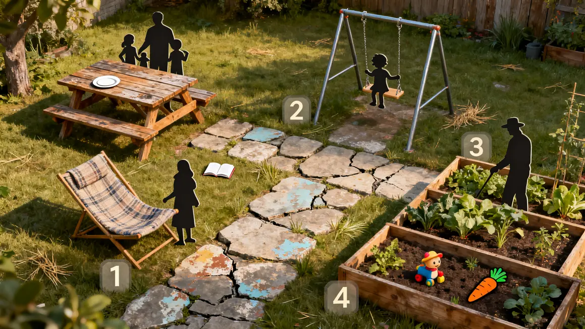 aménagement extérieur : priorités à vérifier en premier 3 Plan zonage jardin usages repas détente jeux potager