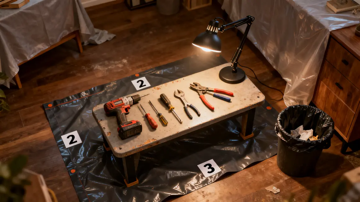 Espace de travail bricolage maison proteges et outils ranges