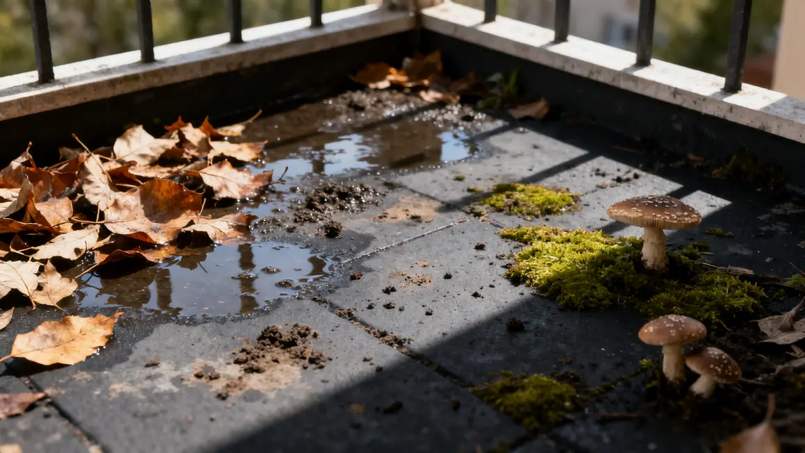 terrasse noircie : erreurs fréquentes à éviter en petit budget 2 zones terrasse noircie feuilles humidite mousse
