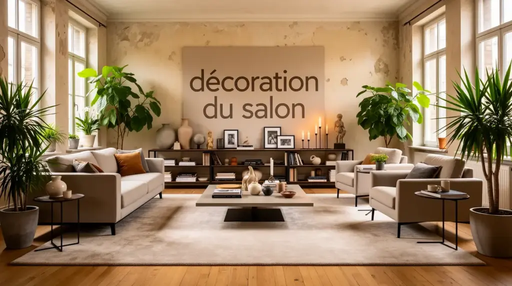 decoration du salon lumineux moderne avec meubles tapis plantes