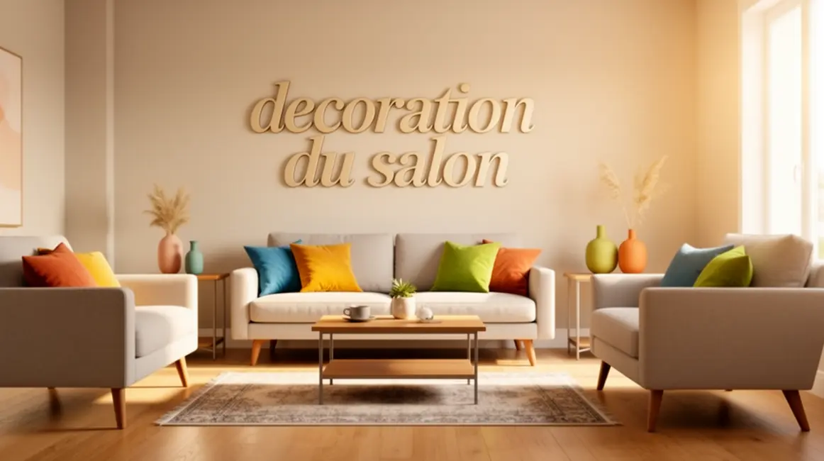salon moderne avec accessoires colorés petit budget