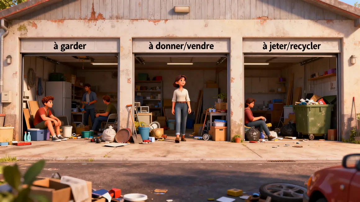 rangement garage : conseils concrets pour éviter les pièges 2 Tri desencombrement garage trois zones