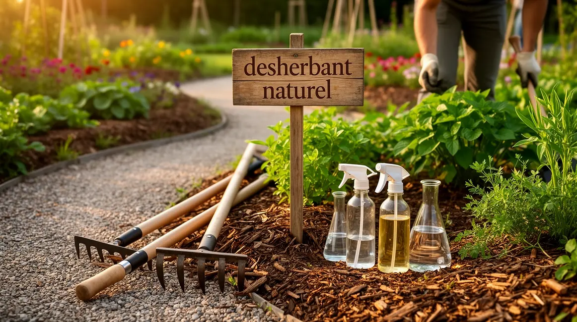 désherbant naturel : erreurs fréquentes à éviter 6 outils désherbage naturel, allées, massifs, vinaigre, paillage