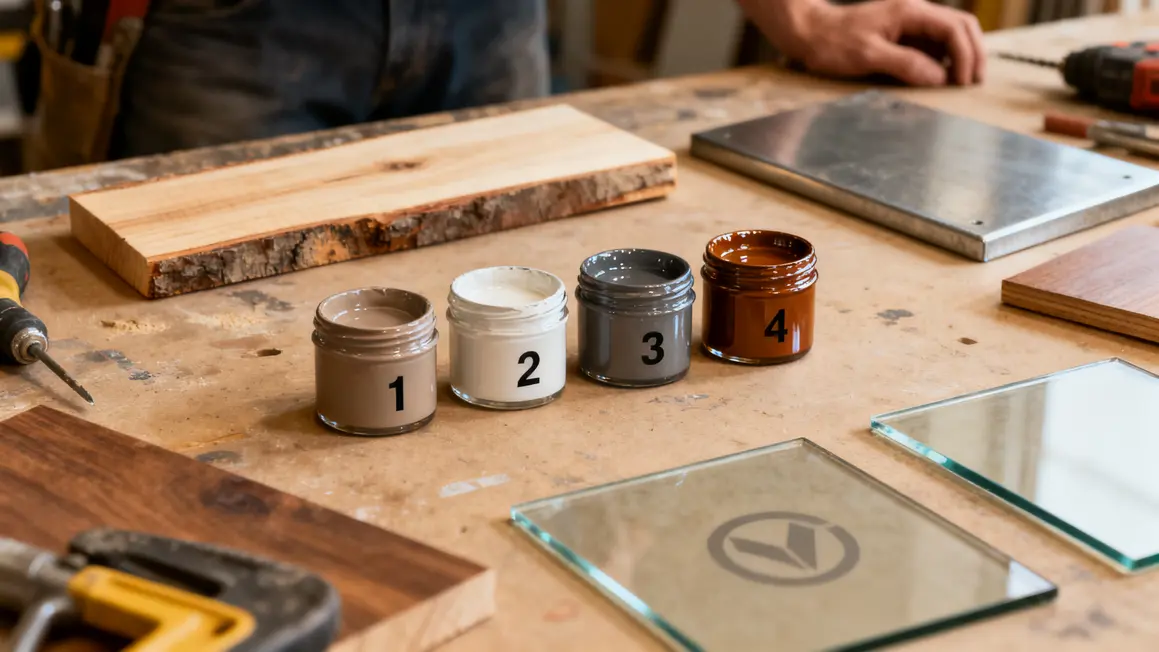 echantillons peinture meuble sur table atelier