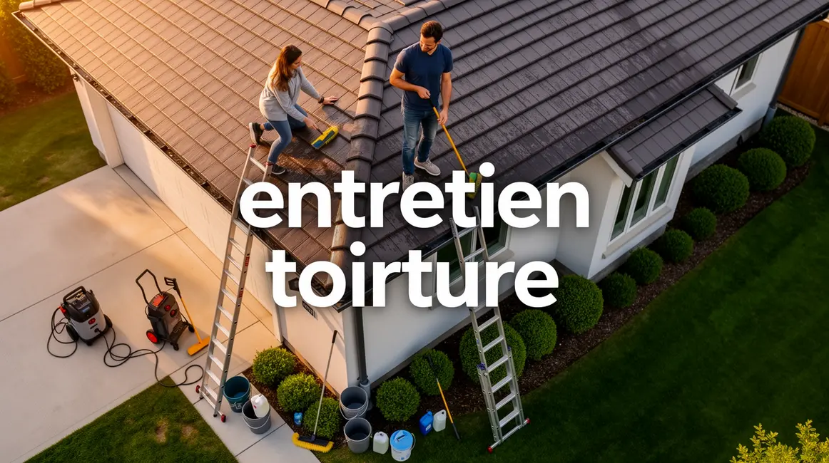 entretien toiture : guide pratique pour bien commencer en petit budget 21 Toiture maison entretenue outils nettoyage vue du dessus