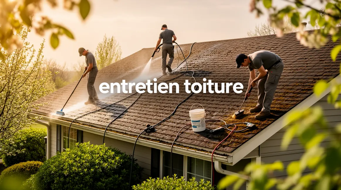 entretien toiture maison scène nettoyage printanière