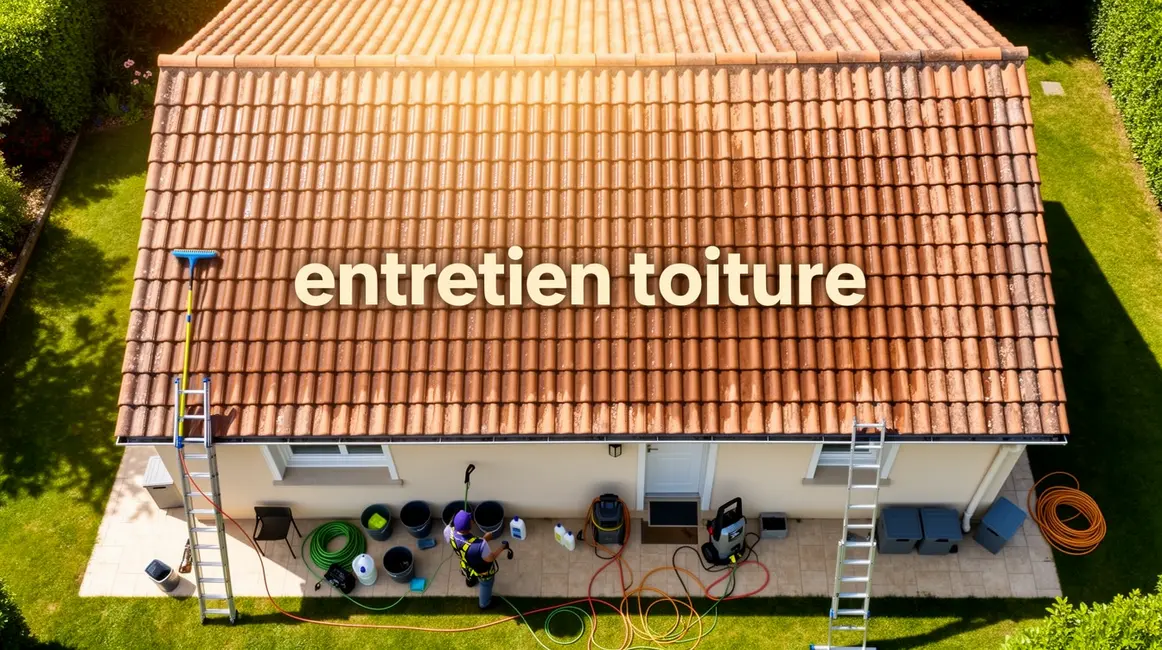toit maison entretenu outils nettoyage photo realiste