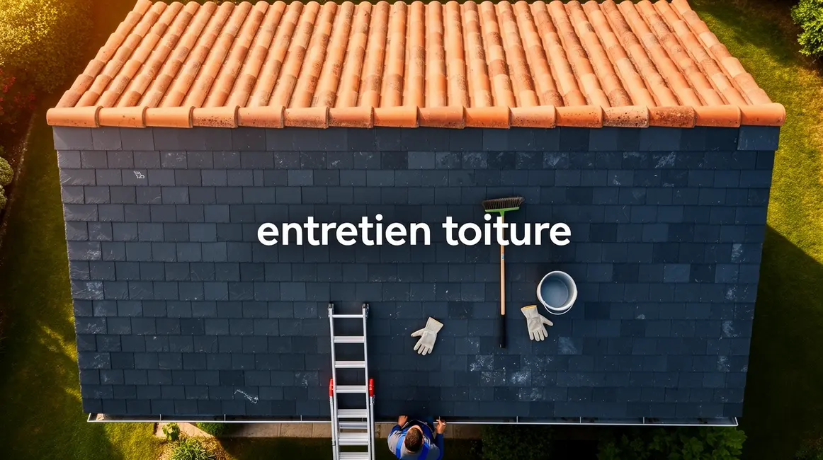 Photo entretien toiture tuiles ardoises outils