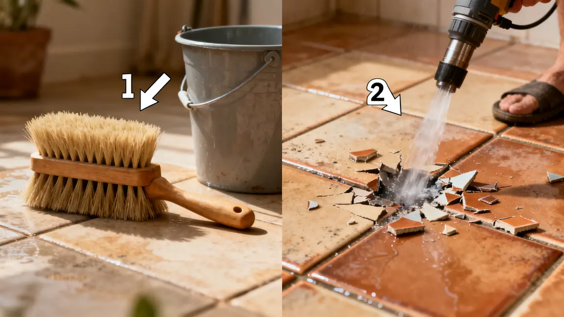 Brosse douce et jet haute pression abîmant tuiles