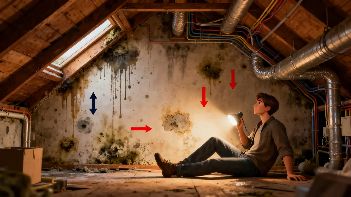 isolation des combles : erreurs fréquentes à éviter 3 Inspection traces d'humidite et fuites air isolation des combles