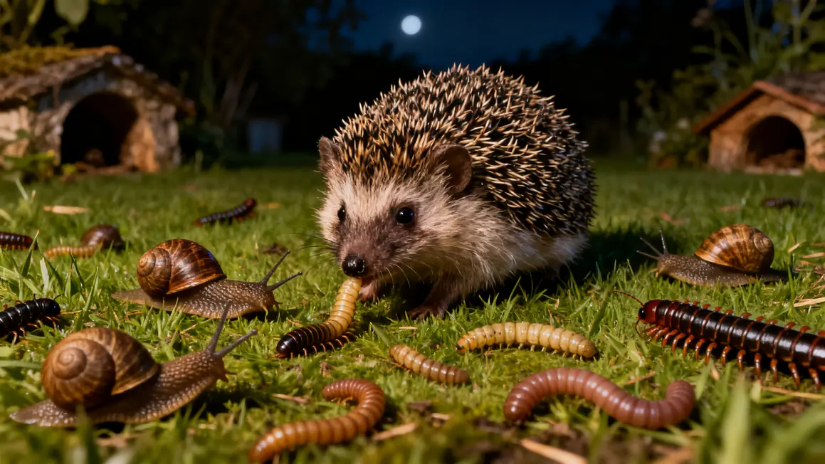 hérisson au jardin : questions à se poser avant d’agir 2 herisson mange limaces nuit abri jardin