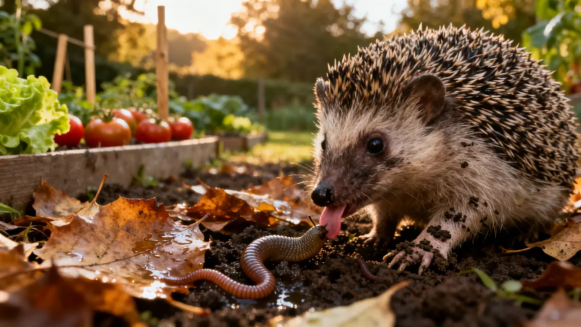 hérisson au jardin : questions à se poser avant d’agir en petit budget 2 herisson cherchant insectes et limaces sous legumes