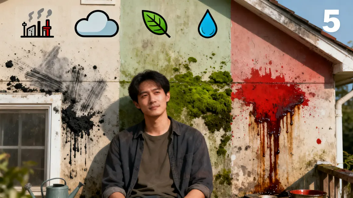 Bien choisir nettoyage de façade : méthode simple et fiable en petit budget 3 types salissures facade maison conseils