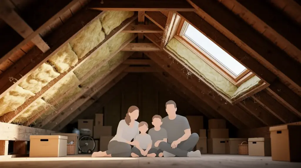 Isolation des combles sous toiture avec laine et charpente