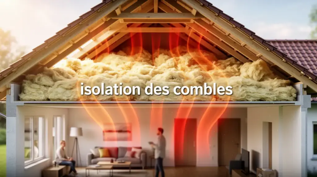 Coupe maison moderne isolant laine sous toit