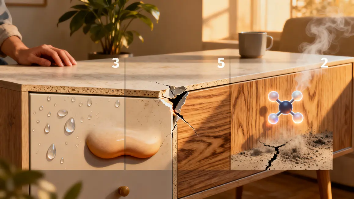 meuble mélaminé : questions à se poser avant d’agir en petit budget 3 Comparatif limites meuble mélaminé humidité choc émissions