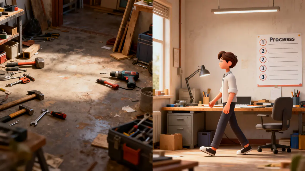 Comment réussir bricolage maison étape par étape 2 Différence poste de bricolage maison organisé vs improvisé