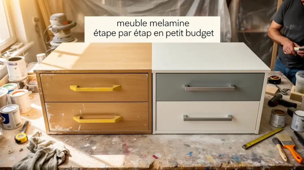 Atelier rénovation meuble mélaminé transformation petit budget