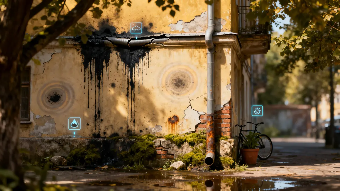 façade encrassée pollution humidité nettoyage
