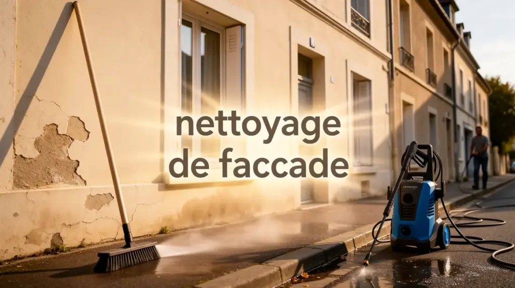 maison propre facade nettoyage outils visibles