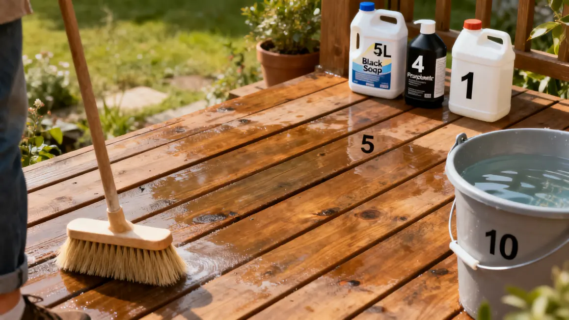 Nettoyage terrasse bois noircie brosse dosage produits