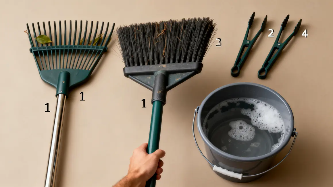 entretien toiture : guide pratique pour bien commencer en petit budget 3 Outils nettoyage toiture balai grilles anti-feuilles