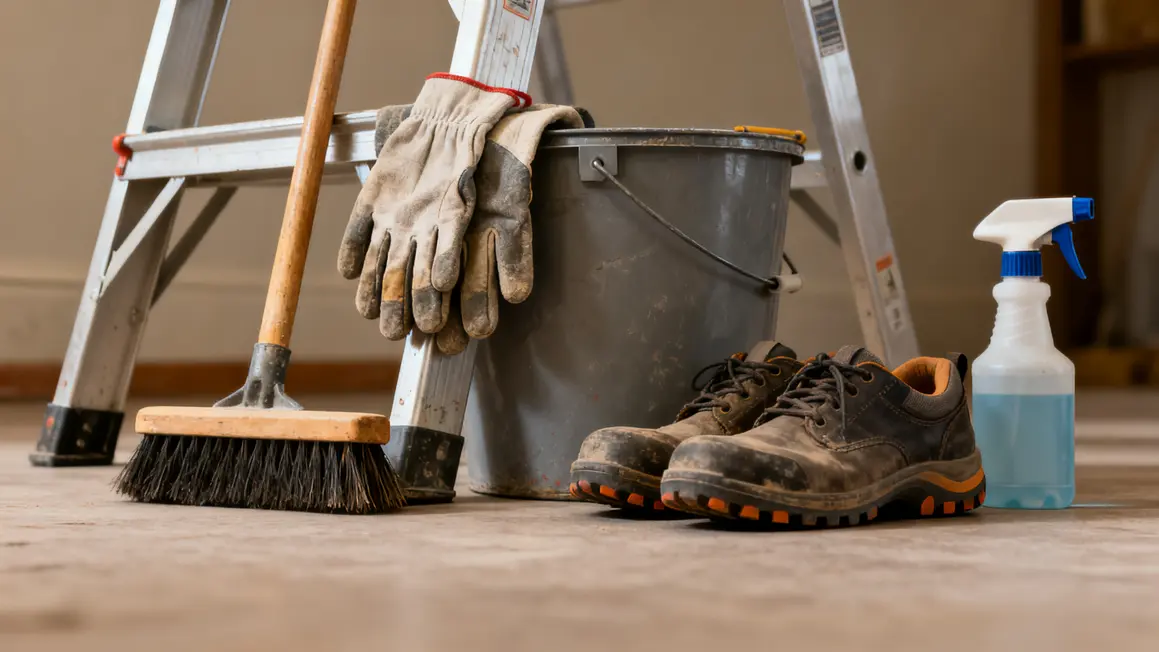entretien toiture : guide débutant sans jargon en petit budget 3 Outils entretien toiture gants seau brosse