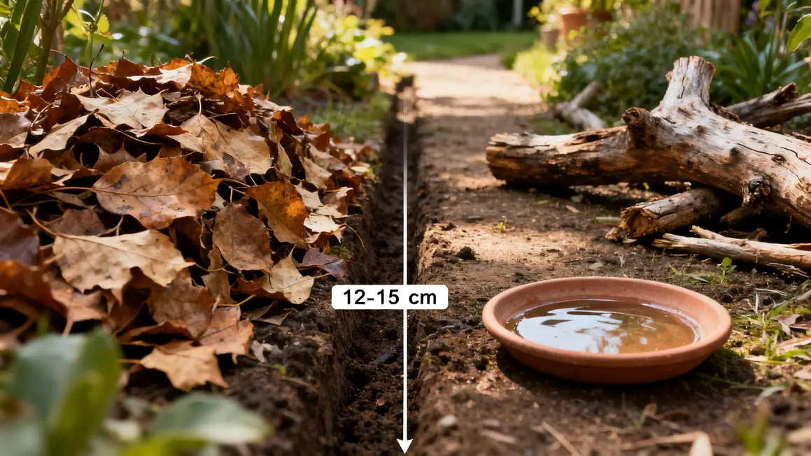 hérisson au jardin : critères de choix vraiment utiles 3 Cloture passage herisson tas de feuilles bois mort soucoupe eau jardin