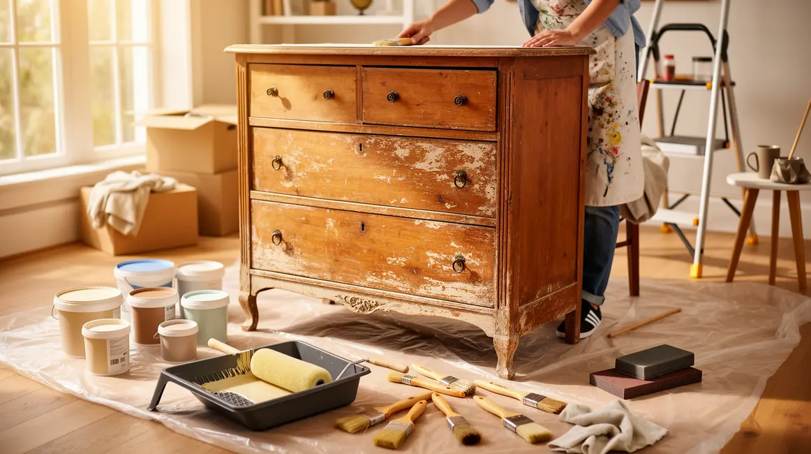 Comment réussir peinture meuble étape par étape en petit budget 1 restauration meuble ancien outils peinture budget